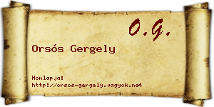 Orsós Gergely névjegykártya