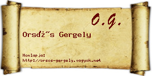 Orsós Gergely névjegykártya